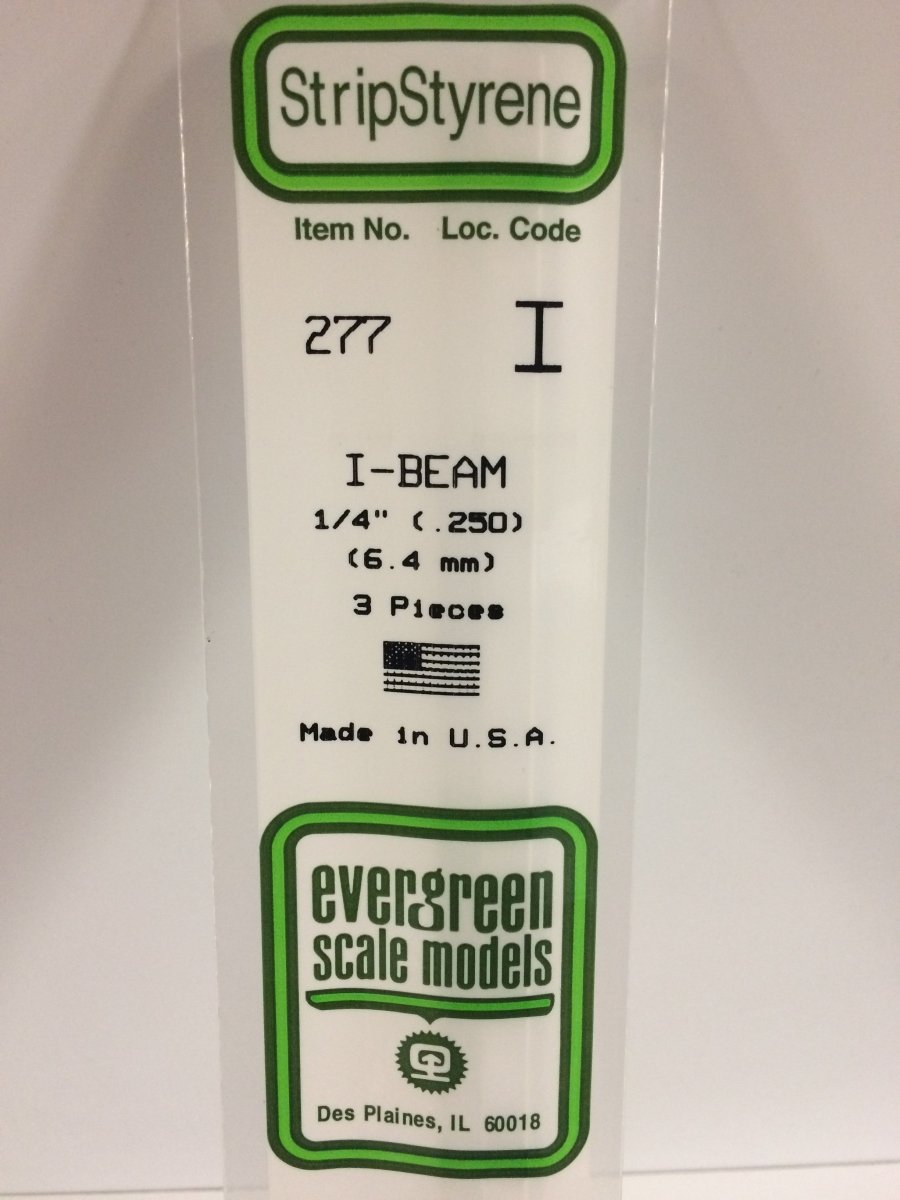 Evergreen Scale Models 277 - .250" (6.4 mm) X 14" I - Beam (3) - The Merri Artist - merriartist.com