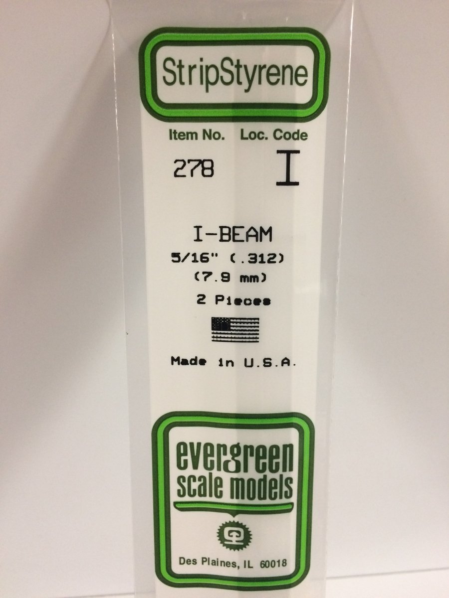 Evergreen Scale Models 278 - .312" (7.9 mm) X 14" I - Beam (2) - The Merri Artist - merriartist.com