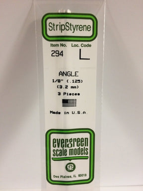 Evergreen Scale Models 294 - .125" (3.2 mm) X 14" Angle (3) - The Merri Artist - merriartist.com