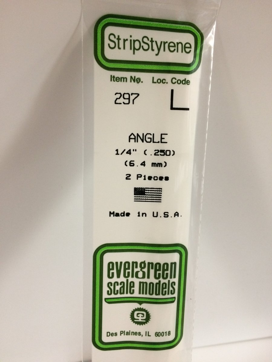 Evergreen Scale Models 297 - .250" (6.4 mm) X 14" Angle (2) - The Merri Artist - merriartist.com