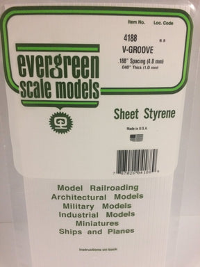 Evergreen Scale Models 4188 - 6" X 12" V - Groove Siding, .188" Spacing - The Merri Artist - merriartist.com