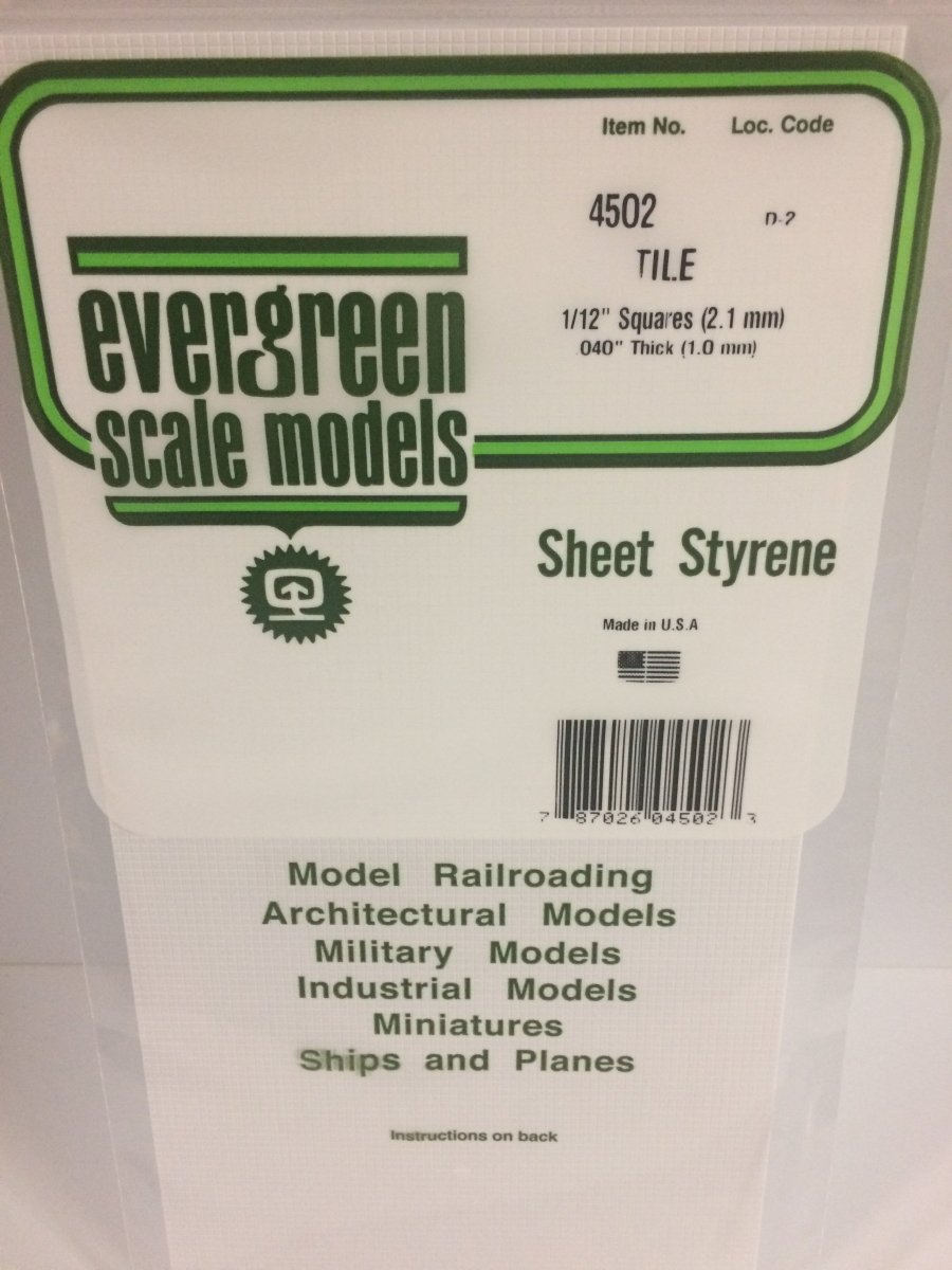 Evergreen Scale Models 4502 - .044" (1.10 mm) heavy groove spacing, 1/12" Square Tile (1) - The Merri Artist - merriartist.com