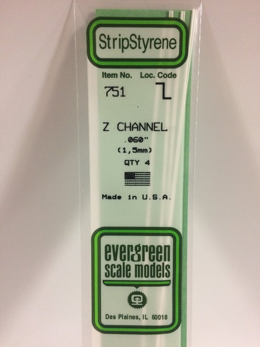 Evergreen Scale Models 751 - .060" Z Channel (4) - The Merri Artist - merriartist.com