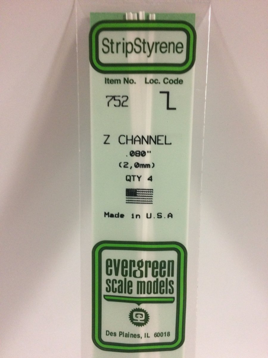 Evergreen Scale Models 752 - .080" Z Channel (4) - The Merri Artist - merriartist.com
