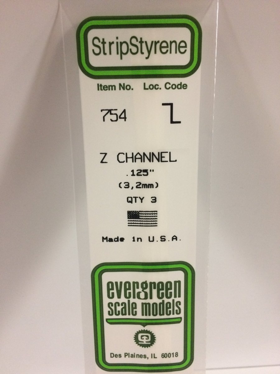 Evergreen Scale Models 754 - .125" Z Channel (3) - The Merri Artist - merriartist.com