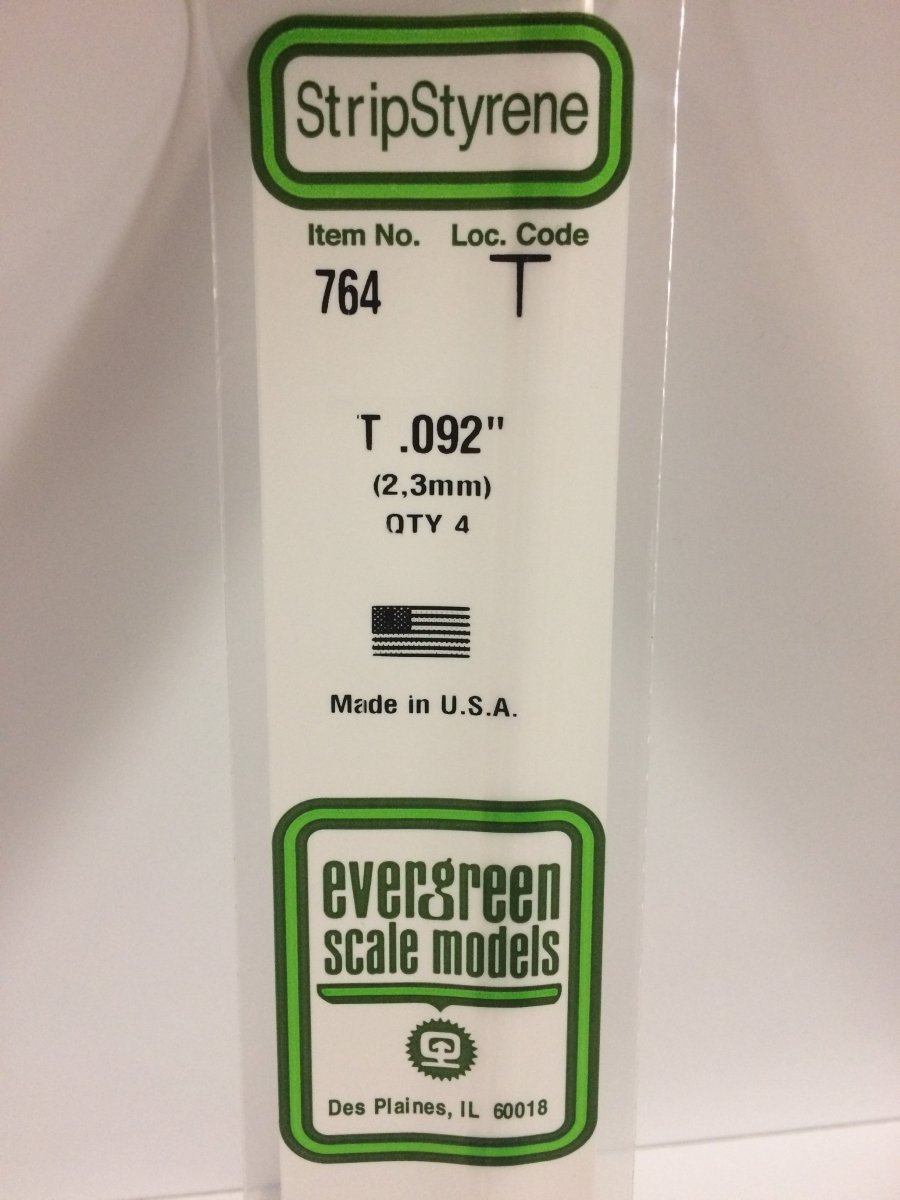 Evergreen Scale Models 764 - .092" x 14" T Shape (4) - The Merri Artist - merriartist.com
