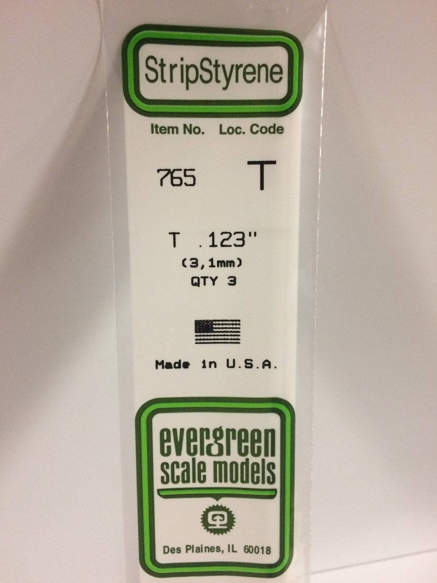 Evergreen Scale Models 765 - .123" x 14" T Shape (3) - The Merri Artist - merriartist.com