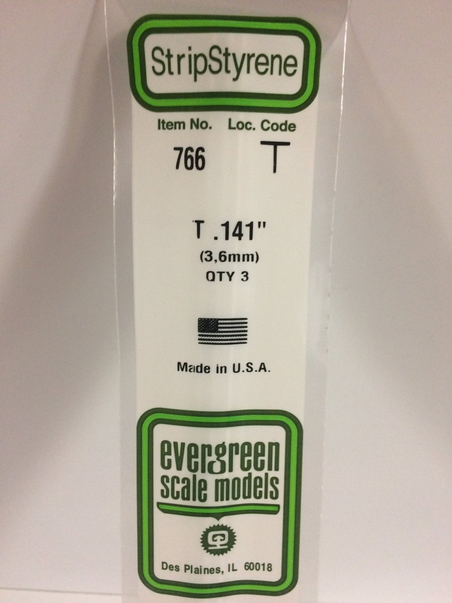 Evergreen Scale Models 766 - .141" x 14" T Shape (3) - The Merri Artist - merriartist.com