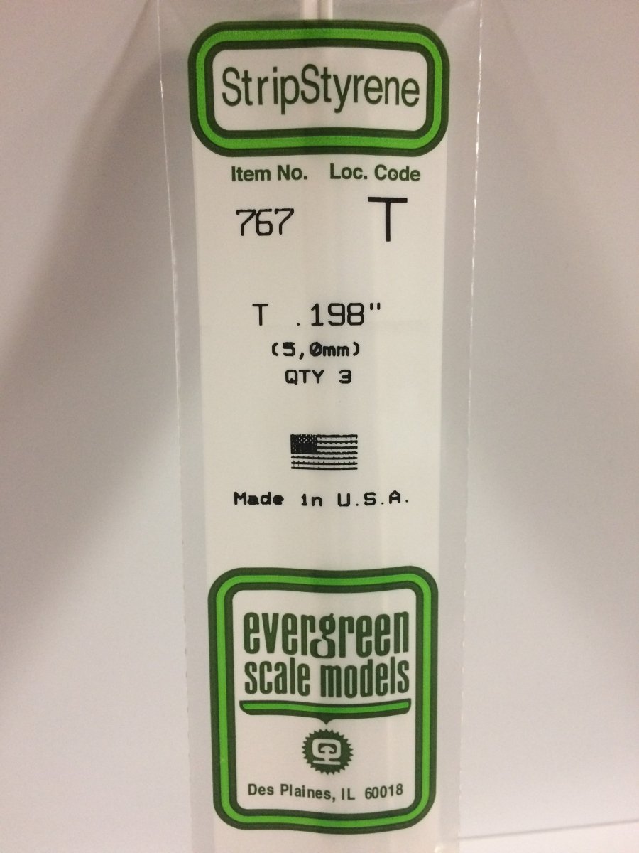 Evergreen Scale Models 767 - .198 x 14" T Shape (3) - The Merri Artist - merriartist.com