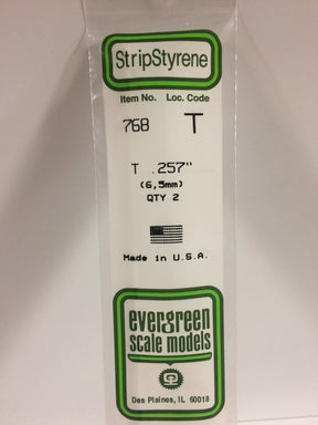 Evergreen Scale Models 768 - .257 x 14" T Shape (2) - The Merri Artist - merriartist.com