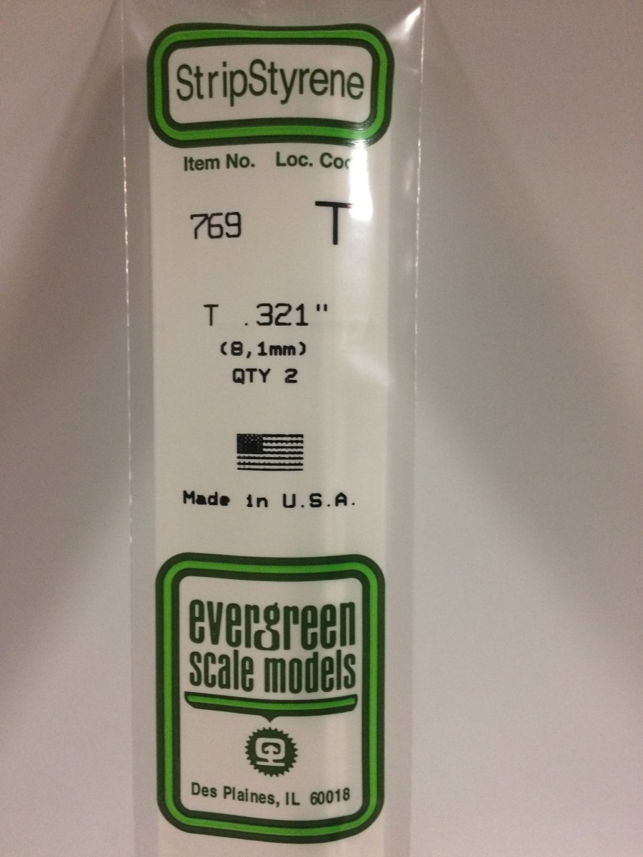 Evergreen Scale Models 769 - .321" X 14" T Shape (2) - The Merri Artist - merriartist.com