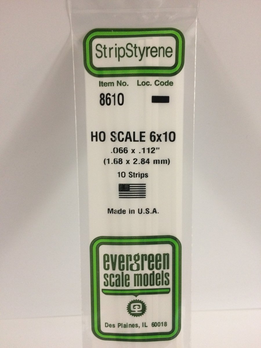 Evergreen Scale Models 8610 - .066" X .112" X 14" HO Scale 6X10 Strips (10) - The Merri Artist - merriartist.com