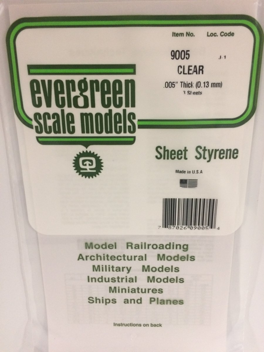 Evergreen Scale Models 9005 - 6 X 12" Clear .005" Thick (3) - The Merri Artist - merriartist.com