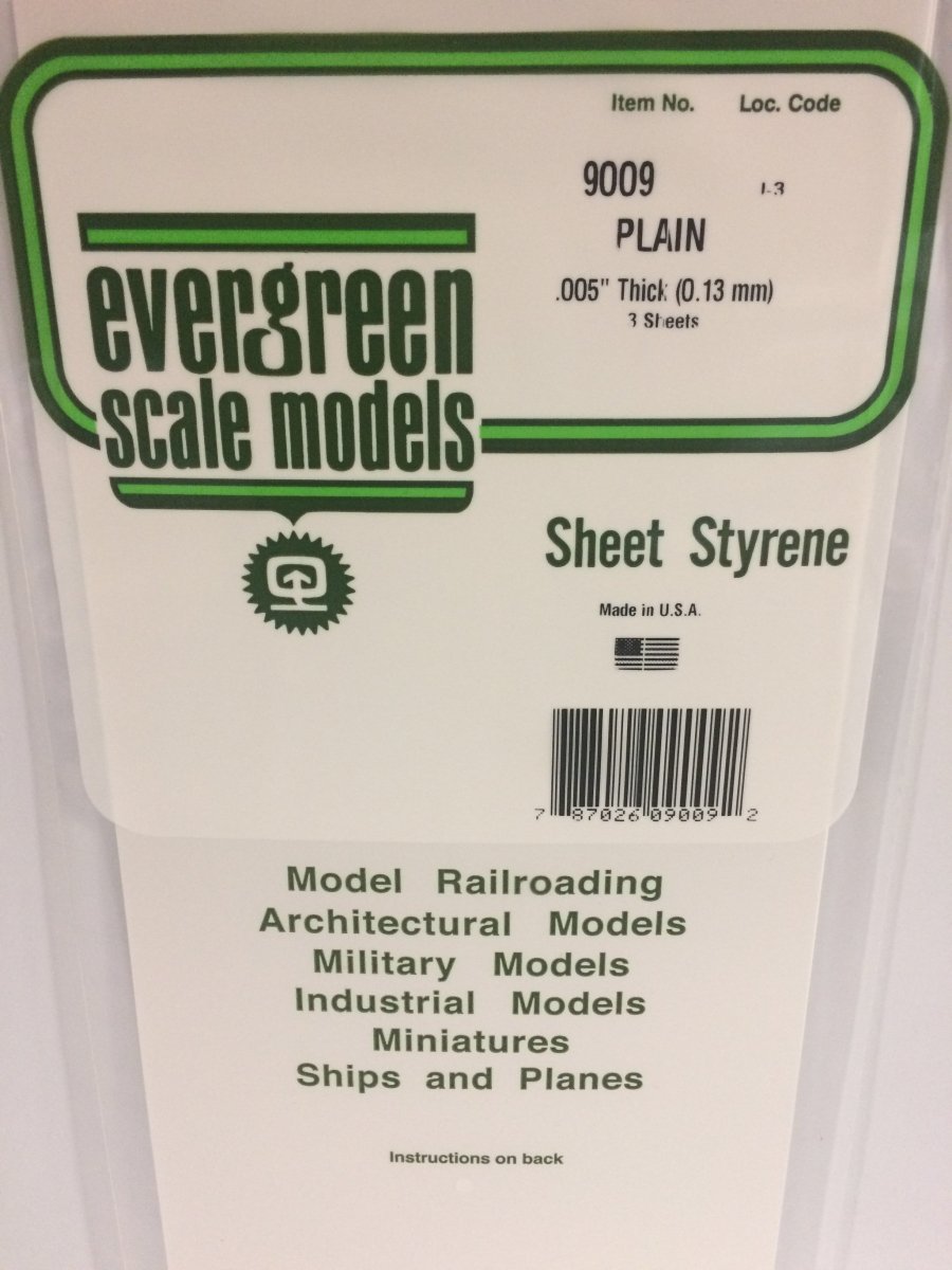 Evergreen Scale Models 9009 - .005" Thick Plain White 6" X 12" Sheet (3) - The Merri Artist - merriartist.com