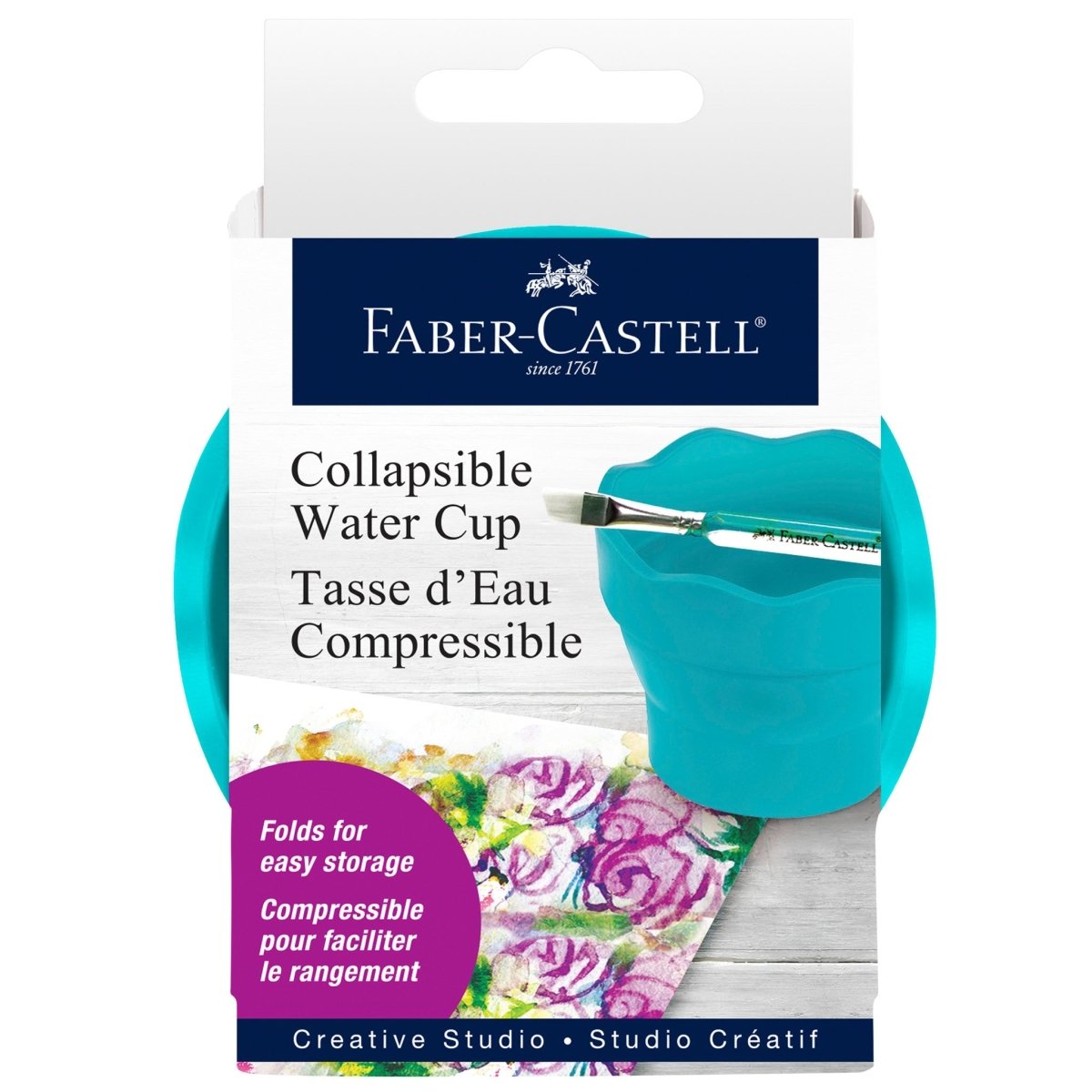 Faber - Castell Clic & Go Collapsible Water Cup - Turquoise - The Merri Artist - merriartist.com