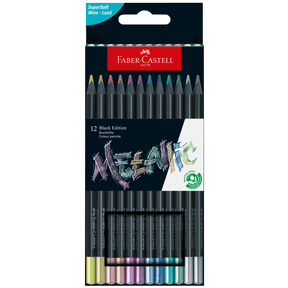 Faber - Castell / Creativity for Kids - Black Edition Metallic Color Pencils 12 Count Set - The Merri Artist - merriartist.com