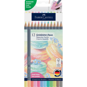 Faber - Castell / Creativity for Kids - Goldfaber Aqua Watercolor Pencils, Box of 12 Pastel Colors - The Merri Artist - merriartist.com