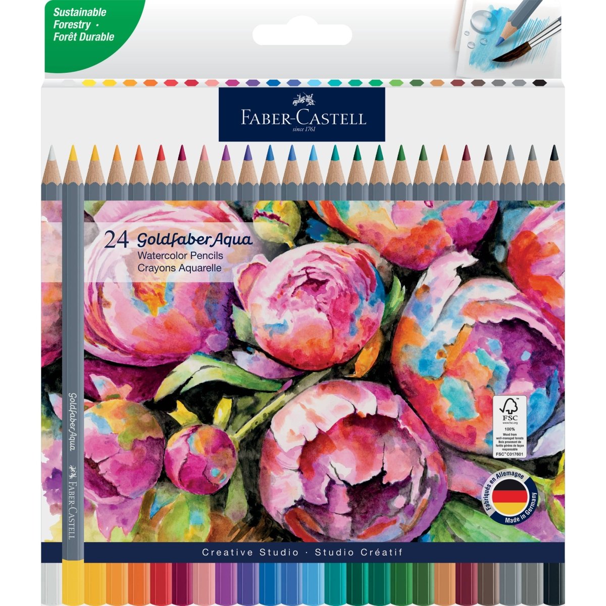 Faber - Castell / Creativity for Kids - Goldfaber Aqua Watercolor Pencils, Box of 24 - The Merri Artist - merriartist.com