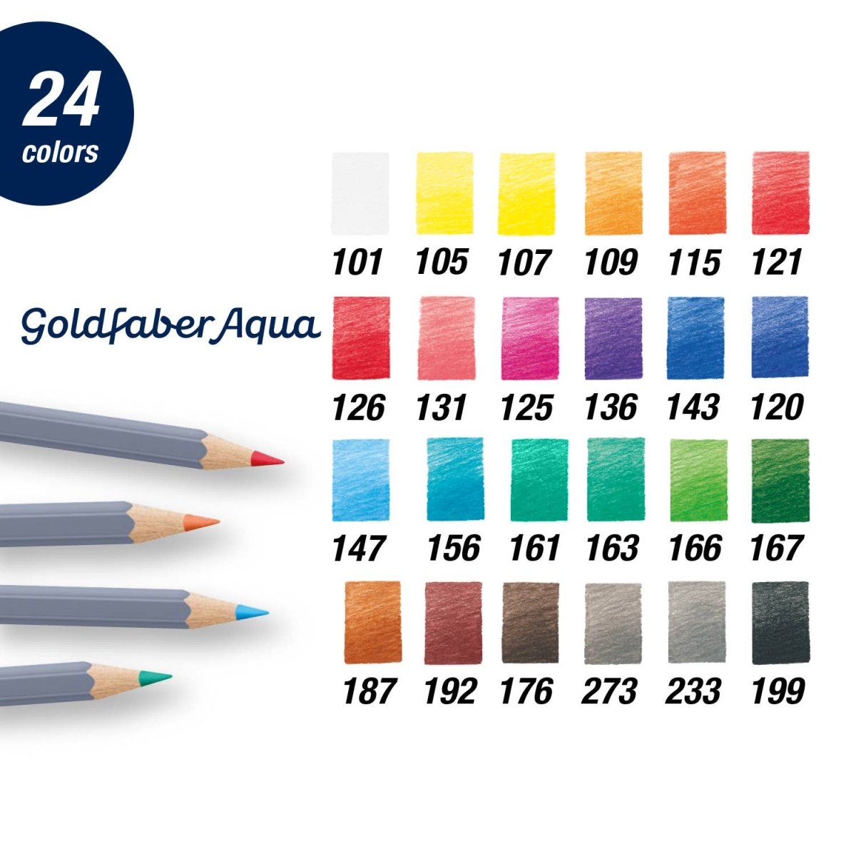 Faber - Castell / Creativity for Kids - Goldfaber Aqua Watercolor Pencils, Box of 24 - The Merri Artist - merriartist.com