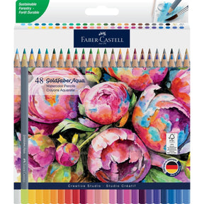 Faber - Castell Goldfaber Aqua Watercolor Pencils, Box of 48 - The Merri Artist - merriartist.com