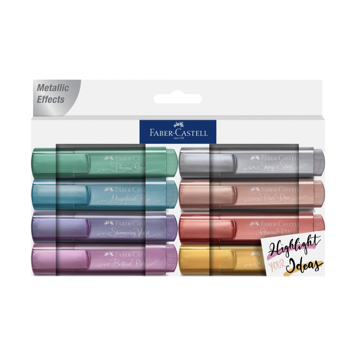 Faber - Castell Textliner 46 Metallic Highlighters - #154625 Wallet Set of 8 - The Merri Artist - merriartist.com