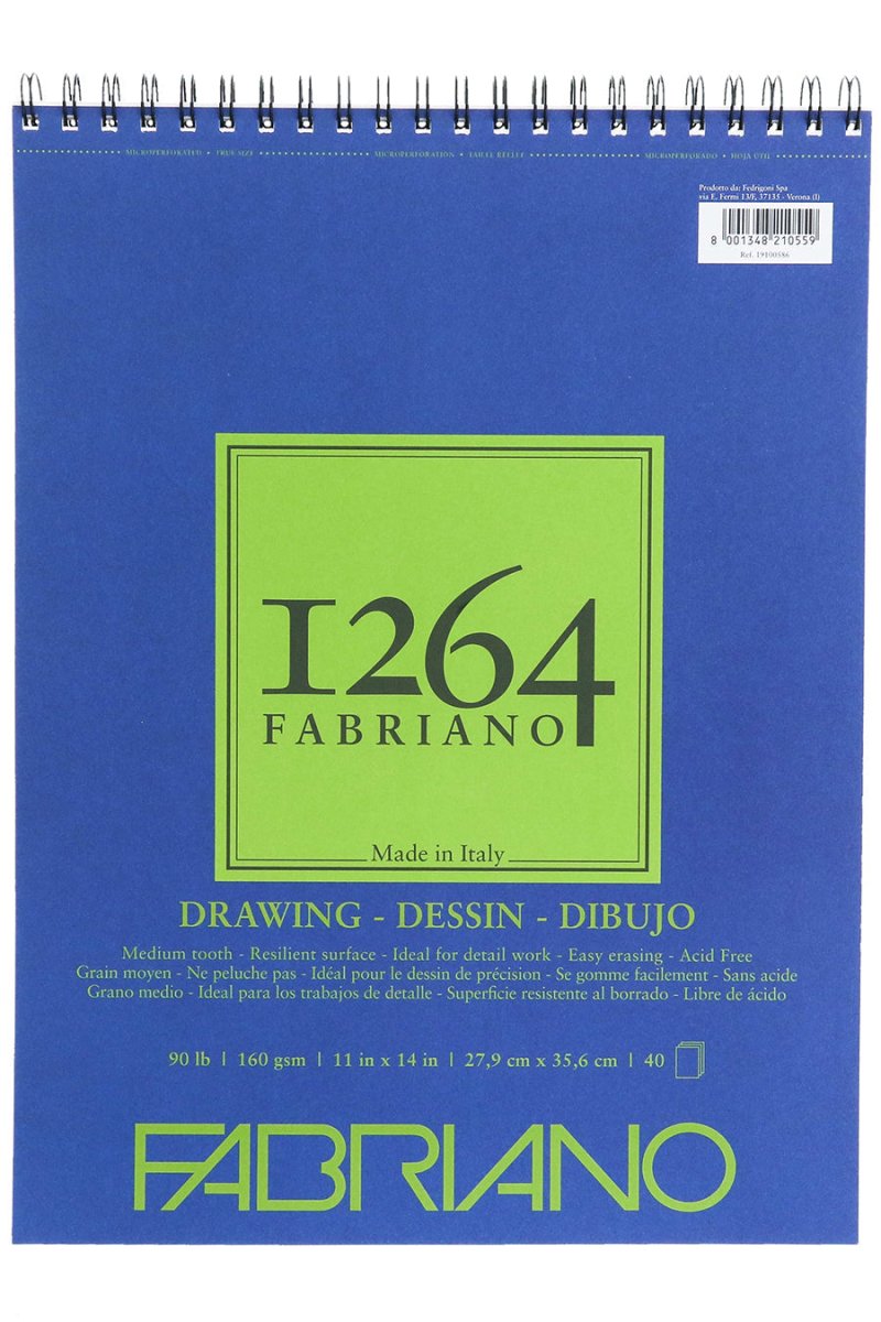 Fabriano 1264 Drawing 90 lb (160 gsm) Wire - Bound Pad - 40 Sheets 11X14" - The Merri Artist - merriartist.com