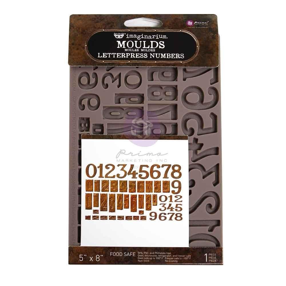Finnabair Decor Moulds 5"x8"x8mm - Letterpress Numbers - The Merri Artist - merriartist.com