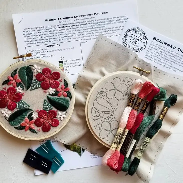 Floral Flourish Beginner Embroidery Kit - The Merri Artist - merriartist.com