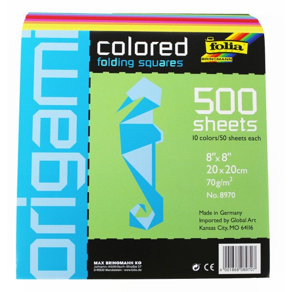 Folia Colored Paper 8" x 8" Square - 10 Colors - 500 Sheets - The Merri Artist - merriartist.com