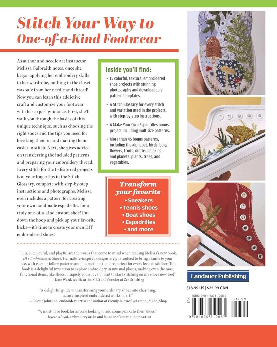 Fox Chapel Publishing - DIY Embroidered Shoes - Techniques Designs and Templates - The Merri Artist - merriartist.com