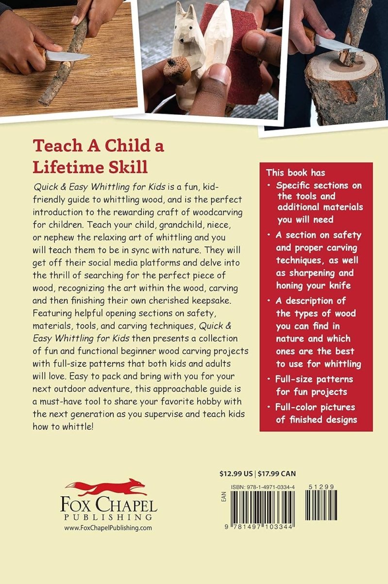 Fox Chapel Publishing - Quick & Easy Whittling for Kids - 18 Projects to Make - The Merri Artist - merriartist.com