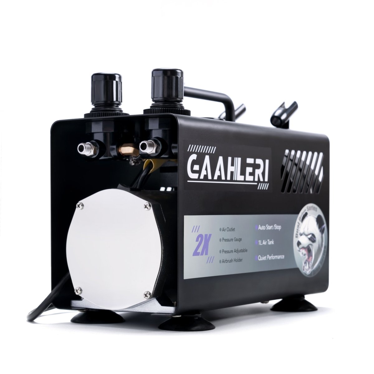 Gaahleri GT - 918 Dual Outlet Airbrush Compressor (with integrated 1 liter tank) - The Merri Artist - merriartist.com