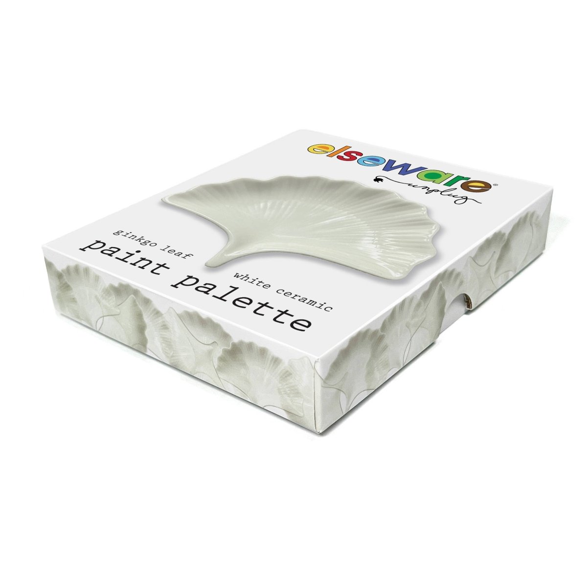 Ginkgo Leaf White Ceramic Paint Palette - The Merri Artist - merriartist.com