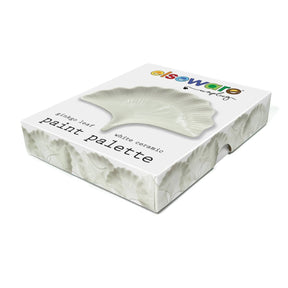 Ginkgo Leaf White Ceramic Paint Palette - The Merri Artist - merriartist.com