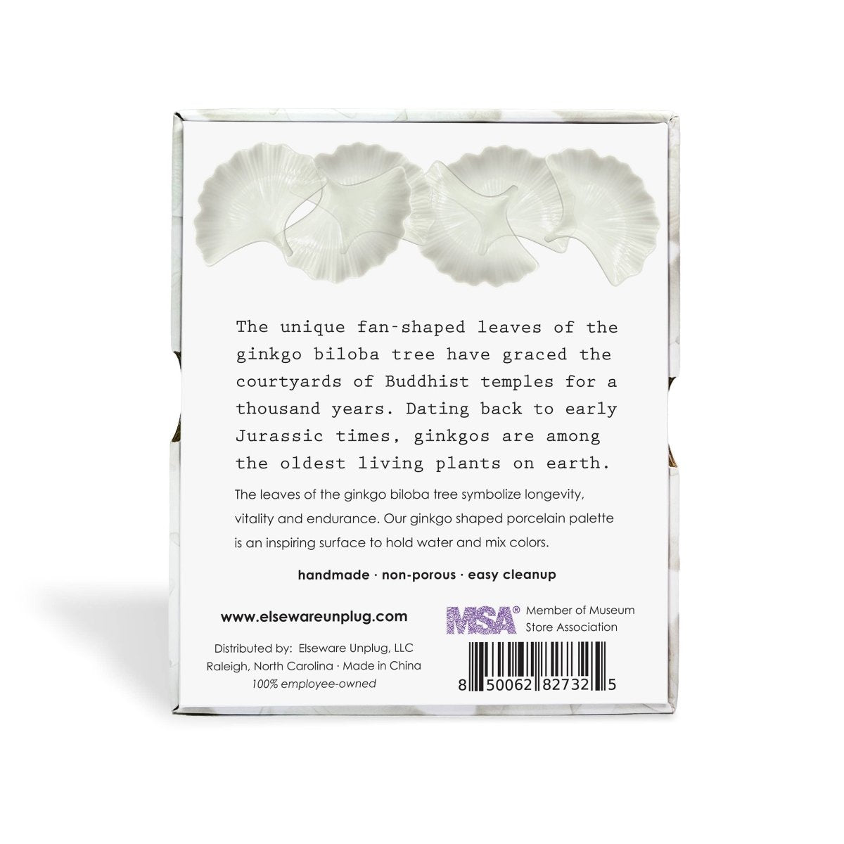 Ginkgo Leaf White Ceramic Paint Palette - The Merri Artist - merriartist.com