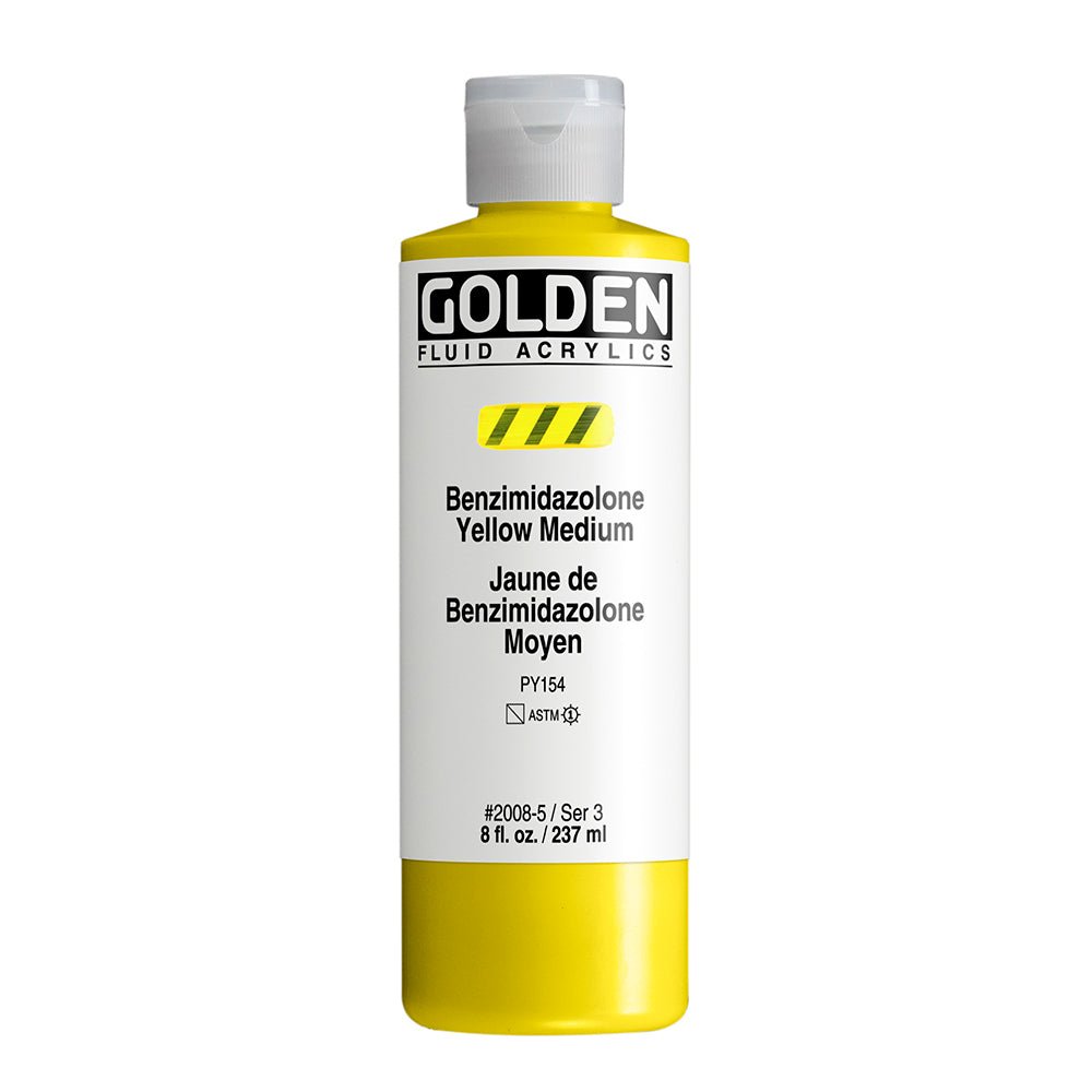 Golden Fluid Acrylic Benzimidazolone Yellow Medium 8 oz - The Merri Artist - merriartist.com