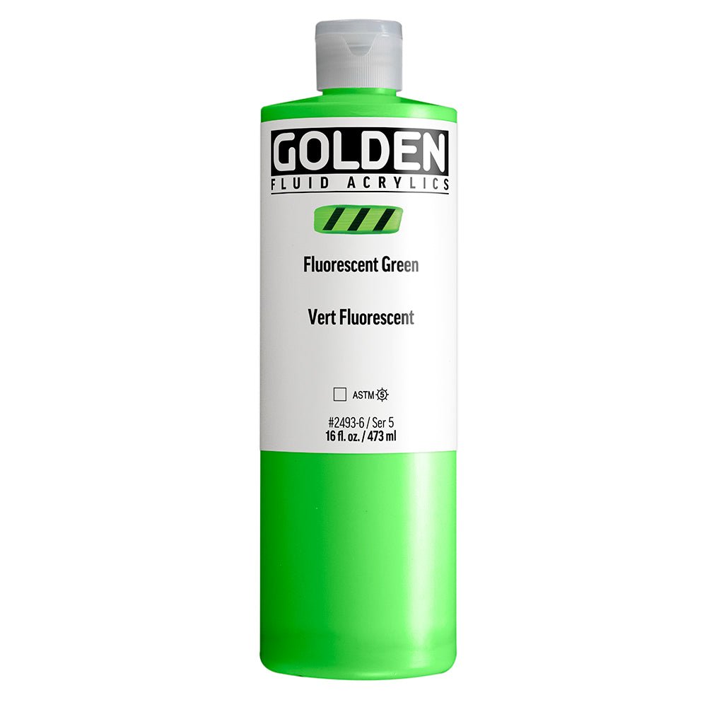 Golden Fluid Acrylic Fluorescent Green 16 fl. oz. / 473 ml - The Merri Artist - merriartist.com