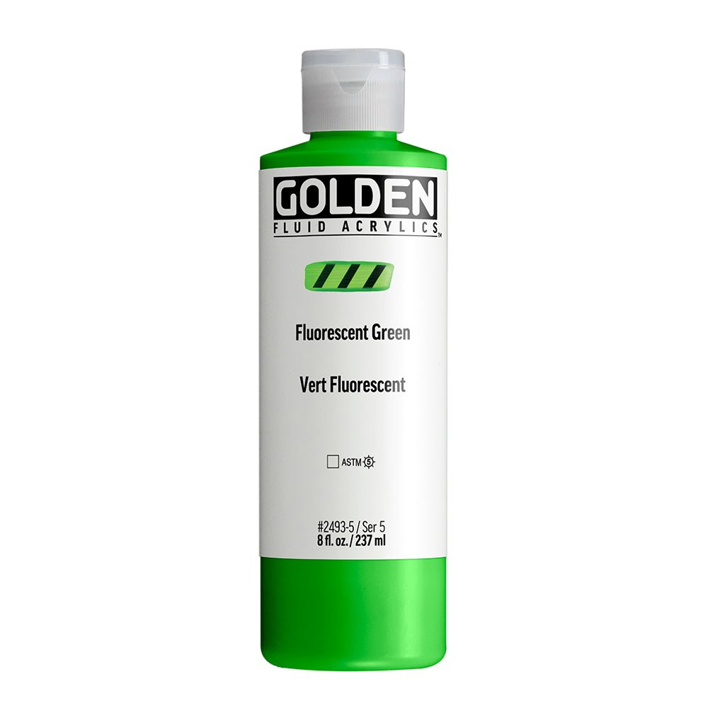 Golden Fluid Acrylic Fluorescent Green 8 fl. oz. / 237 ml - The Merri Artist - merriartist.com