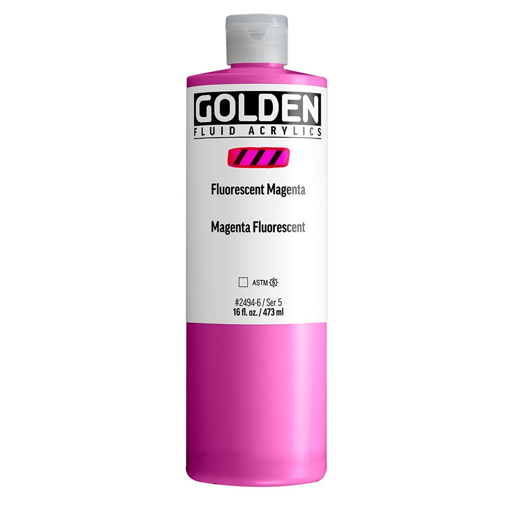Golden Fluid Acrylic Fluorescent Magenta 16 fl. oz. / 473 ml - The Merri Artist - merriartist.com