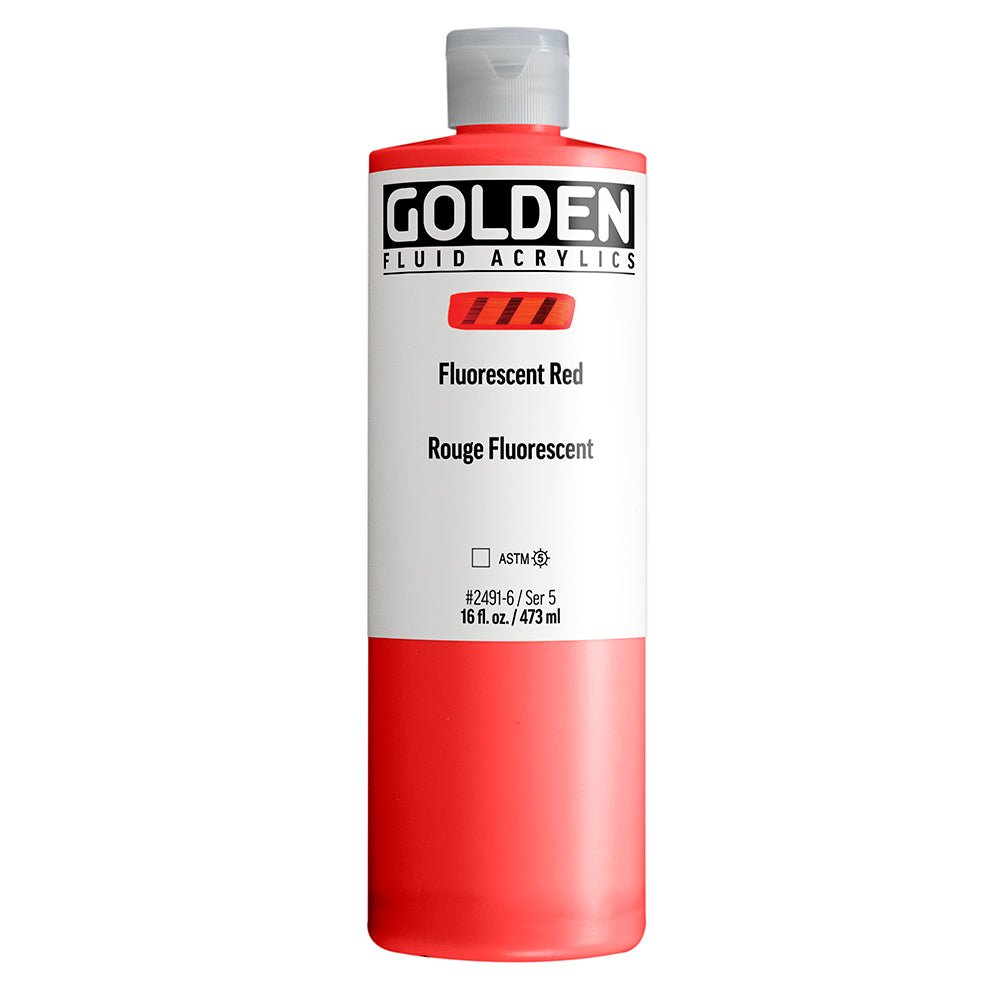 Golden Fluid Acrylic Fluorescent Red 16 fl. oz. / 473 ml - The Merri Artist - merriartist.com