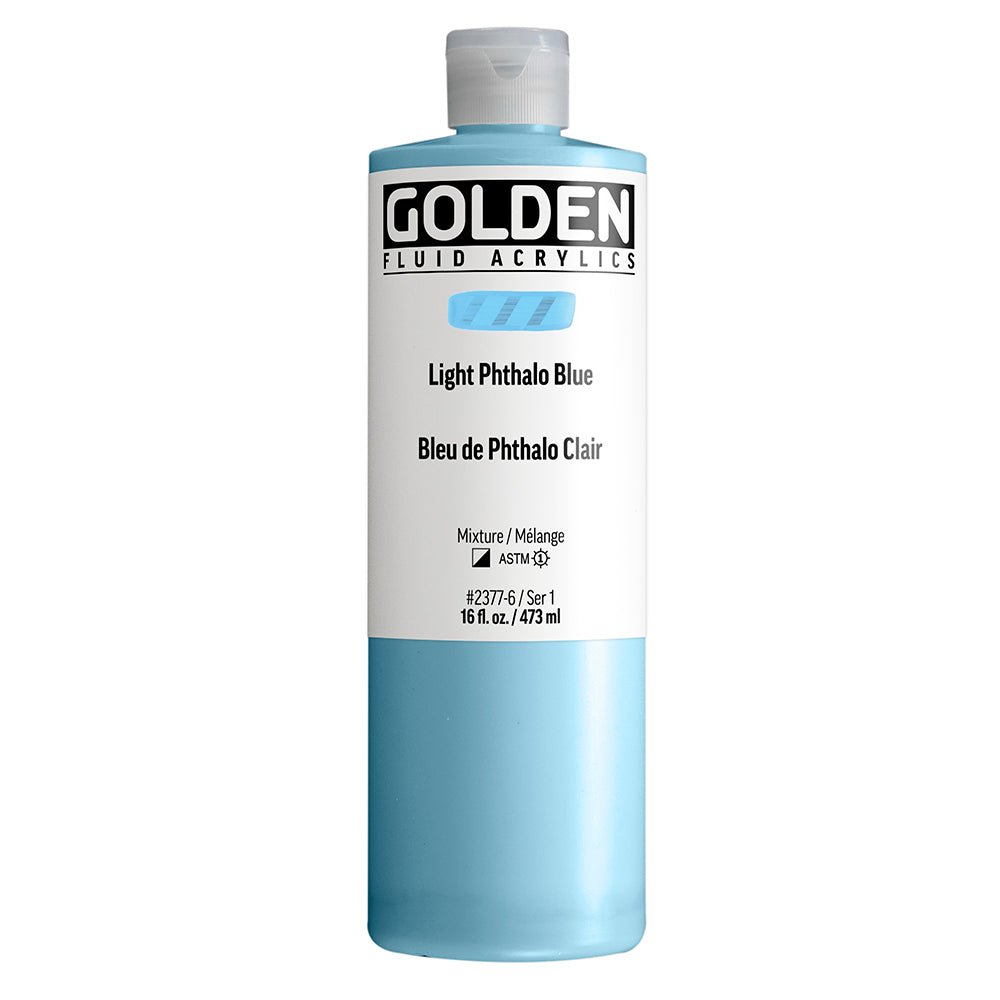 Golden Fluid Acrylic Light Phthalo Blue 16 fl. oz. / 473 ml - The Merri Artist - merriartist.com