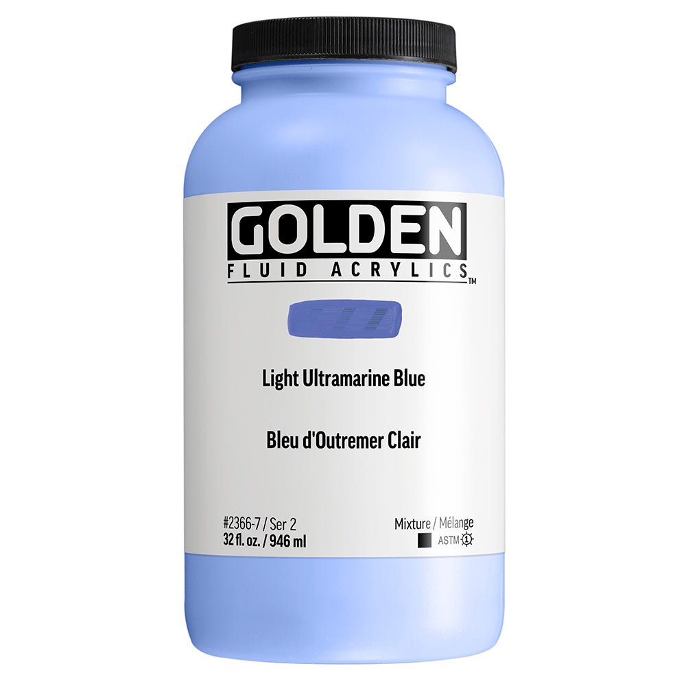 Golden Fluid Acrylic Light Ultramarine Blue 32 fl. oz. / 946 ml - The Merri Artist - merriartist.com