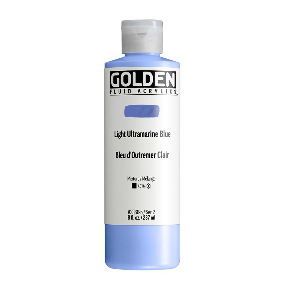 Golden Fluid Acrylic Light Ultramarine Blue 8 fl. oz. / 237 ml - The Merri Artist - merriartist.com