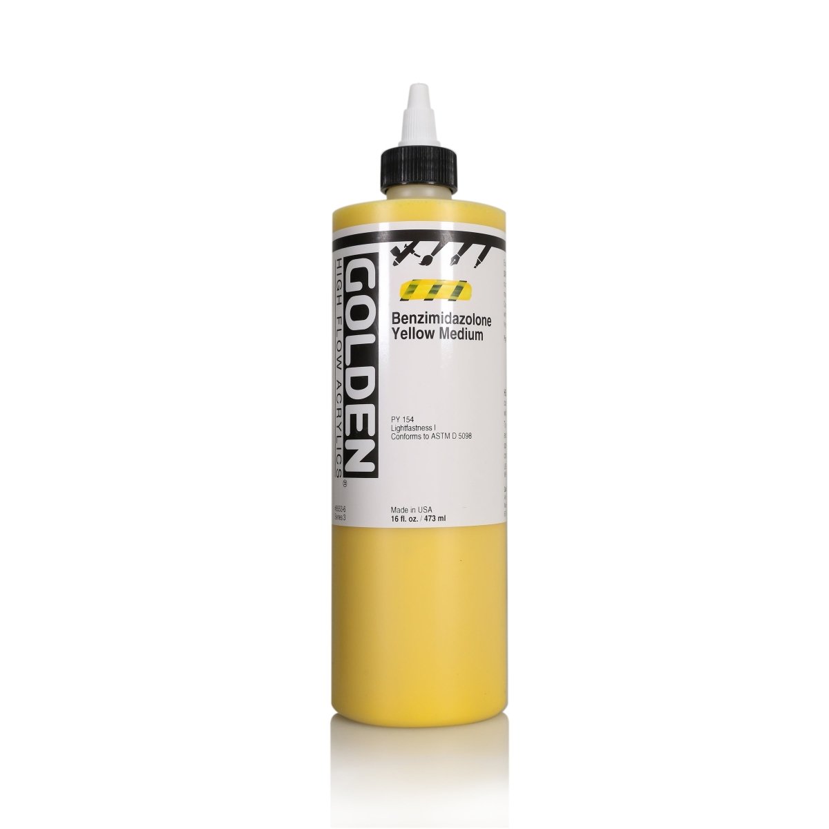 Golden High Flow Acrylic Benzimidazolone Yellow Medeum 16 oz - The Merri Artist - merriartist.com