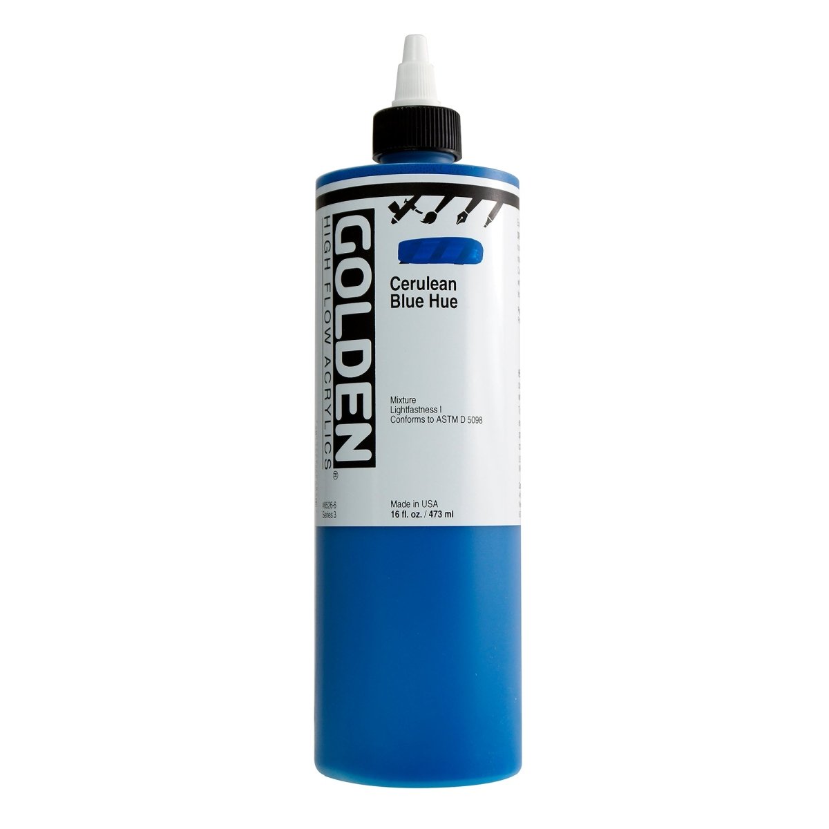 Golden High Flow Acrylic Cerulean Blue Hue 16 oz - The Merri Artist - merriartist.com