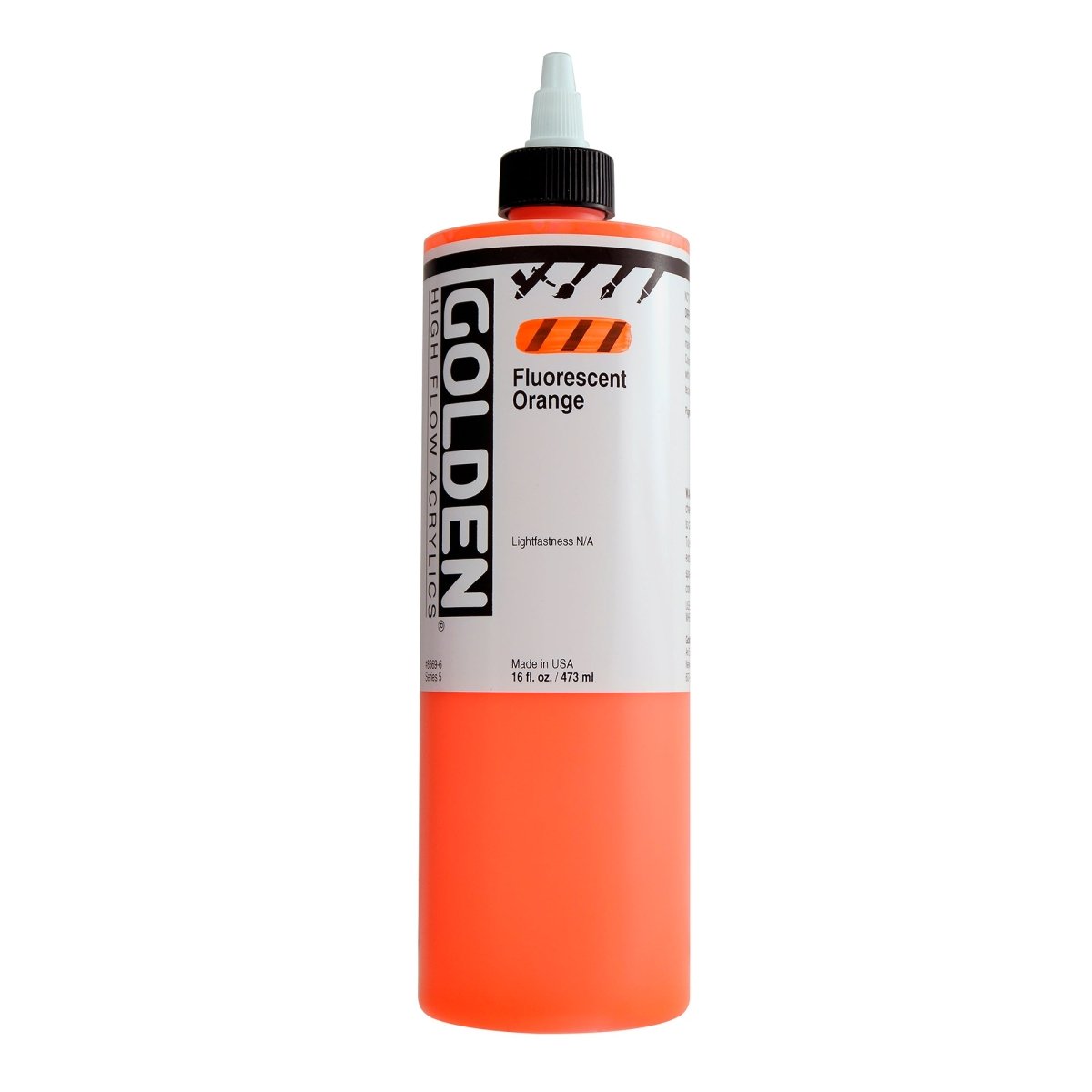 Golden High Flow Acrylic Fluorescent Orange 16 oz - The Merri Artist - merriartist.com