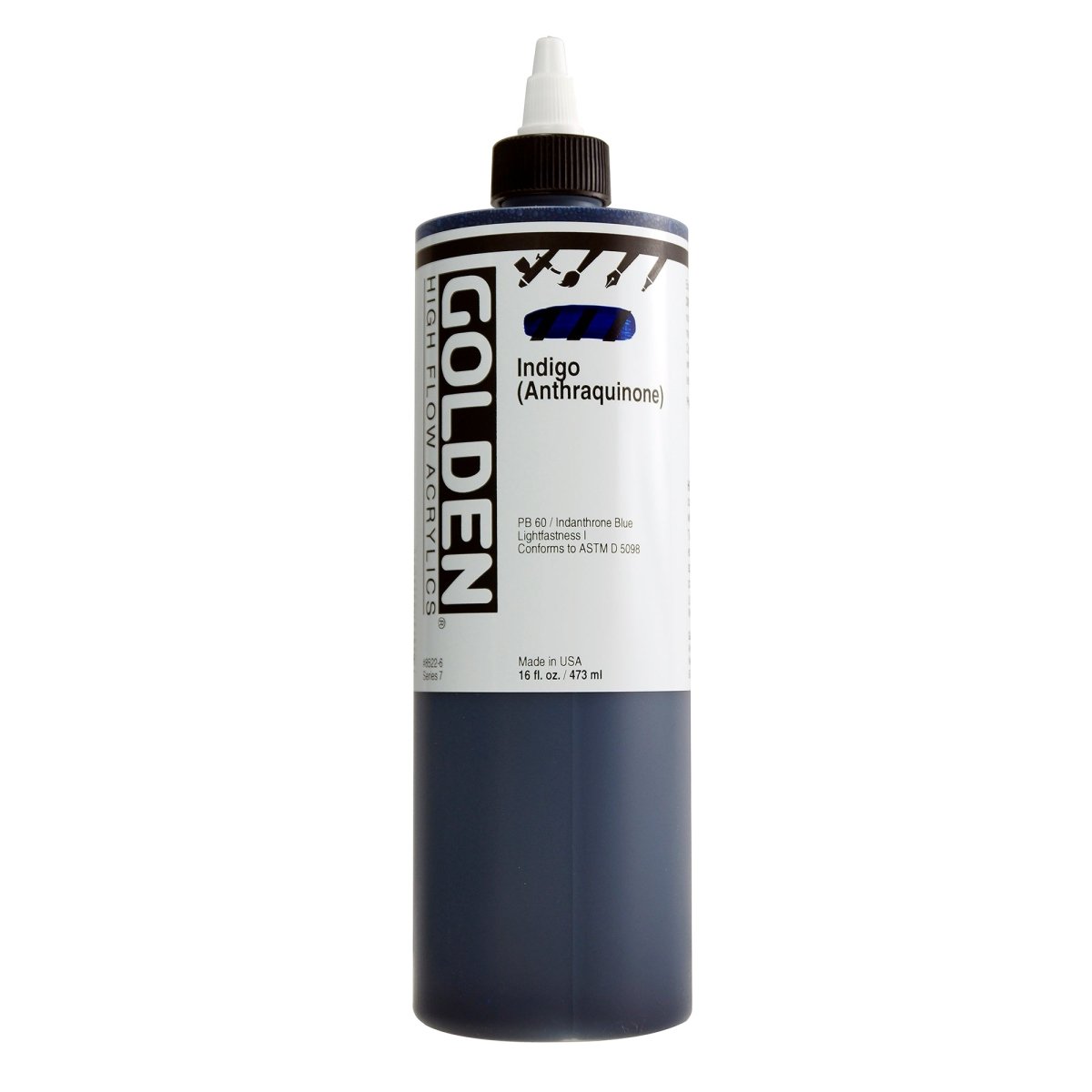 Golden High Flow Acrylic Indigo (Anthraquinone) 16 oz - The Merri Artist - merriartist.com