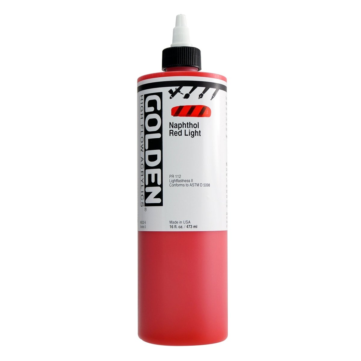 Golden High Flow Acrylic Naphthol Red Light 16 oz - The Merri Artist - merriartist.com