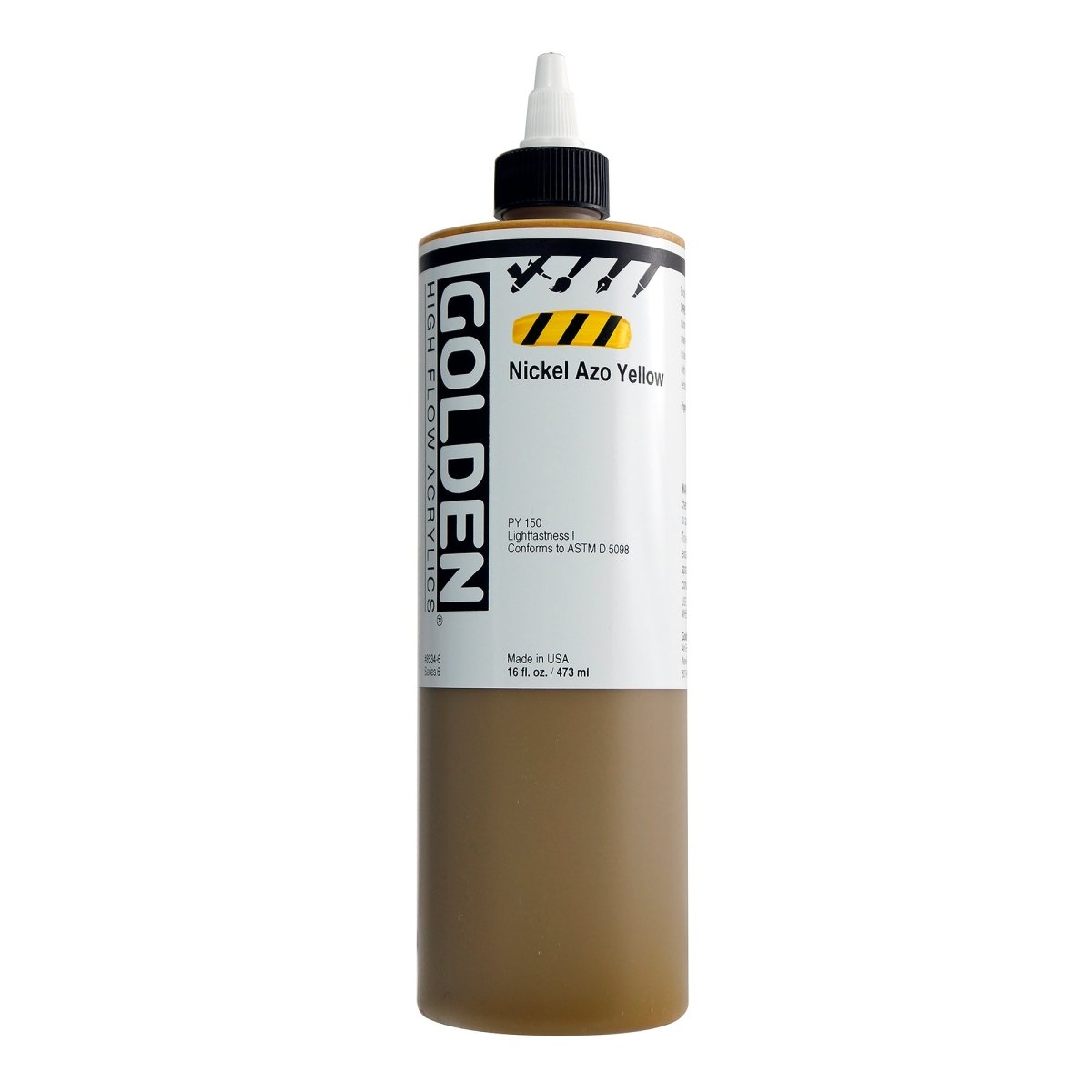 Golden High Flow Acrylic Nickel Azo Yellow 16 oz - The Merri Artist - merriartist.com