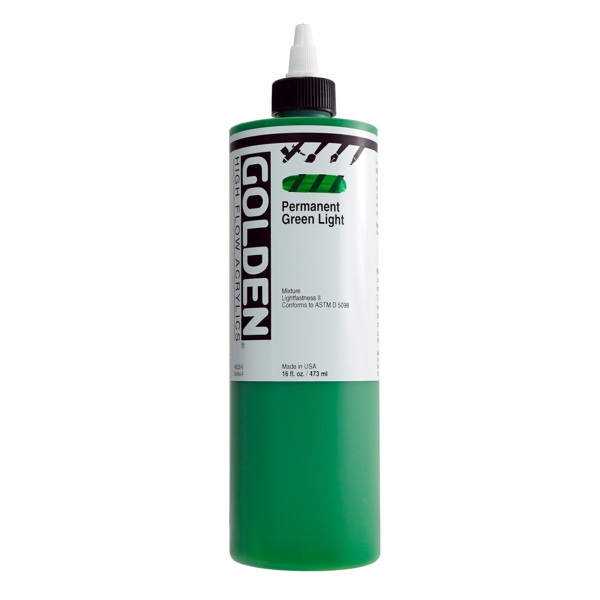 Golden High Flow Acrylic Permanent Green Light 16 oz - The Merri Artist - merriartist.com